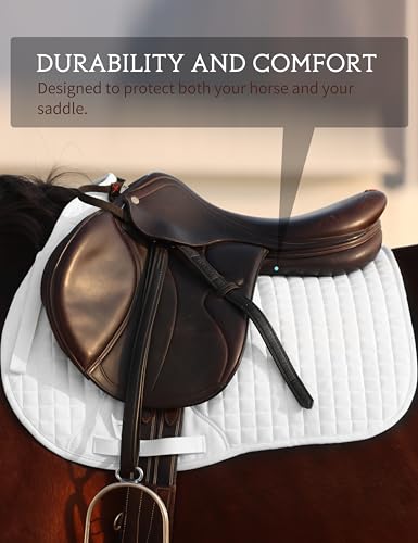 Harrison Howard All-Purpose Saddle Pad Suede Saddle Pad for Horses Use During Everyday Riding - color: White