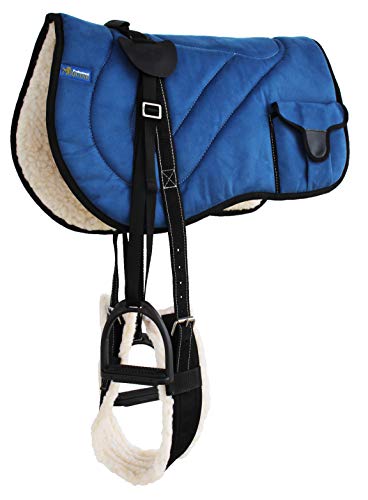 Horse Saddle PAD Trail Fleece Padded Adjustable Bareback Pad Pocket Stirrups 39193 - color: Royal Blue, size: Bareback Pad: 22" L x 36" W Cinch: 31" L x 3" W