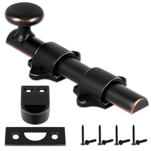 Tandefio 4" Dutch Door Bolt Heavy Duty Latch for Gate, Oil Rubbed Bronze | Solid Brass Slide Cane Bolt Hardware Locks Attic Latch for Dutch Sliding Barn Door Wooden Fence Metal Gate, Screws Included - color: Oil Rubbed Bronze, size: 4 Inch