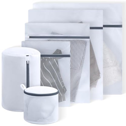 Mesh Laundry Bags for Delicates - 6 Pack Wash Bags for Bras, Lingerie, Socks & Baby Clothes - Fine Mesh Washing Machine Bags with Zipper, Reusable Garment Bags for Travel & College Dorm Essentials