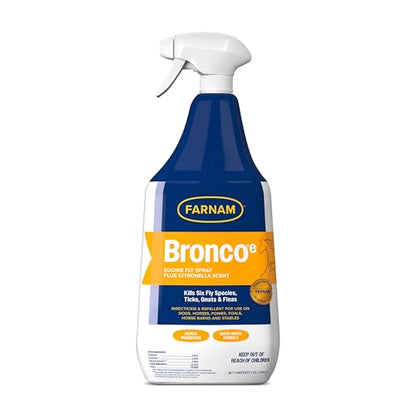 Farnam Bronco E Fly Spray for Horses, Dogs & Premises 32 oz Spray - size: 32 fl oz