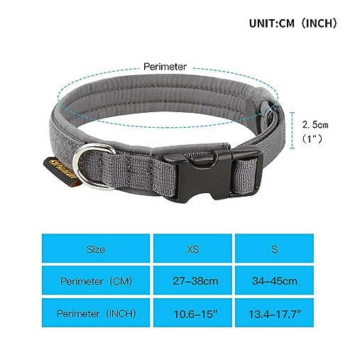 EXCELLENT ELITE SPANKER Military Nylon Small Puppy Dog Collar with Padded - color: Grey, size: S-(13.4"-17.7")