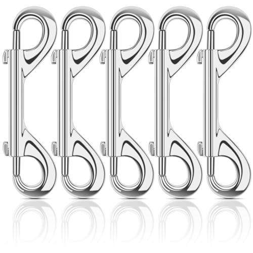 ERKOON Extra Large 4.7 inch Double Ended Bolt Snaps Hooks 220lbs Load Capacity Zinc Alloy Buckles for Cats Dogs Horses Heavy Duty Trigger Snap for Water Bucket/Horse Feed/Hammocks/Key Chain (5 Pack) - size: 5 Pack