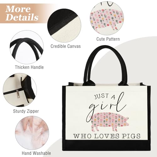 GevGuxLuo Tote Bag for Women Animal Lover Bag Gift for Women - color: Pigs