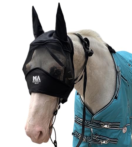 Majestic Ally Horse Fly Mask with Ears, Black - color: Black