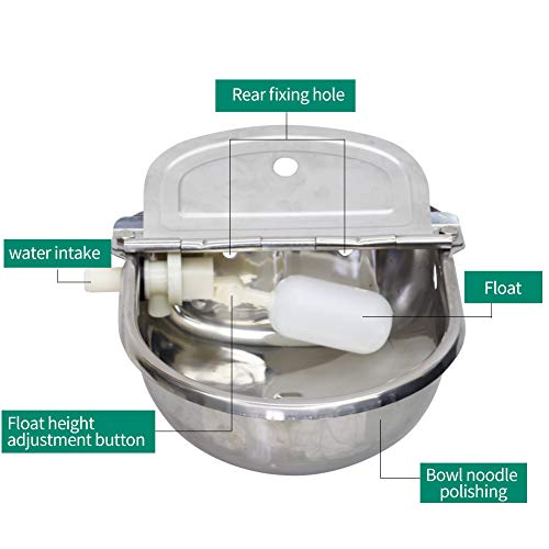 Automatic Water Trough Dog Feeder Bowl with 39" Length Pipe & Float for Cattle Horse Goat Sheep Animals Stainless Pet Livestock Tool