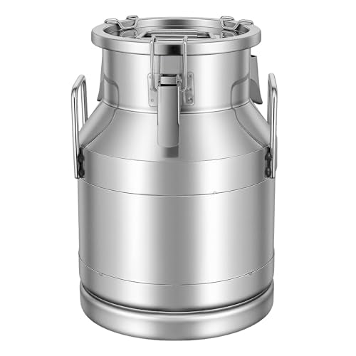 Stainless Steel Milk Can,Old Fashion Milk Jug,Milk Pail Tote Jug with Independent Embedded Silicone Sealed Lid Heavy Duty for Storing Liquid Products Such as Oil Milk Coffee Wine Tea and Honey (10L) - size: 676.3 Ounces
