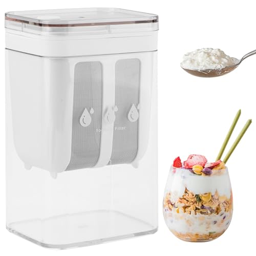 Greek Yogurt Strainer-1100ML (1.16 Quarts/0.29GAL) Yoghurt Maker Strainer With Fine Mesh,Lid & Scale Mark,Greek Yogurt Maker,for Whey Separation,Fits Nut Milk,Juice,Tofu,Cheese