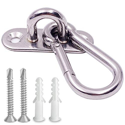 10 Pcs Stainless Steel 1.8 inch Pad Eye Plate U Hooks + 10pcs Stainless Steel Snap Hook, Marine Hardware Staple Hook Loop with Screws, Plastic Expansion Pipe | Marine Hardware Staple Hook Loop with Screws, Plastic Expansion Pipe
