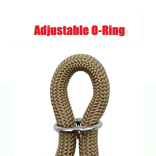 Braided Round Martingale Dog Collar, Training Collar with Slidable Stop Ring - Ideal for Medium/Large Dogs (M+(1/2") - 18" Long, Khaki) - color: Khaki, size: M+(1/2") - 18" Long