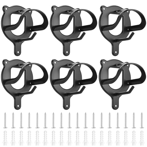 6 Counts Horse Bridle Rack, Iron Bridle Bracket with Tubes and Screw, Wall Mount for Horse Tack Storage, Halter Hanger, Tack Room and Barn Supplies, Black