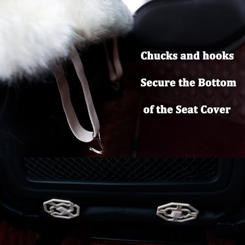 2 Pack Black Fuzzy Sheepskin Car Seat Covers for Soft Genuine Wool Cushion - color: Black