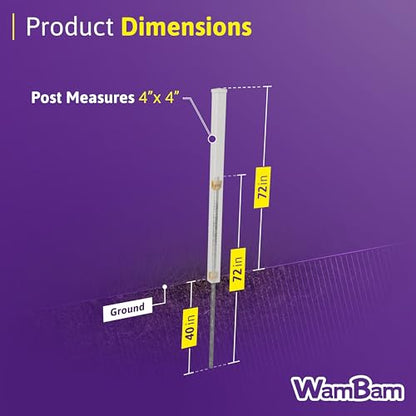 WamBam 6ft White Vinyl Finishing Post | No Dig, Steel Pipe Anchor, for Cambridge Fence, BL19112 - color: 6ft Tall Finishing Post
