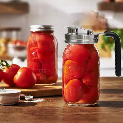 2PCS Mason Jar Drinking Lids,Stainless Steel Wide Mouth Mason Jar Sip Lid Accessories,Anticracking Leak Proof Seal Flip Cap Cover Airtight Accessories for Drink (Regular Mouth with Handle) - style: Regular Mouth with Handle
