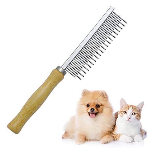 Wooden Handle Grooming Comb for Dogs Cats Pet（Multitooth） - color: Long & Short Teeth Comb