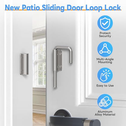 Sliding Door Loop Lock Latch, 2-3/8 Inch Door Latch Silver 2PCS - color: Silver-2 Pcs