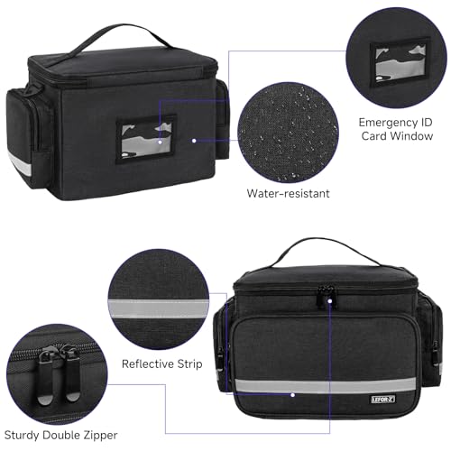 LEFOR·Z Small Medical Bag,First Aid Bag Empty,Home Health Nurse Storage,Pill Bottle Organizer Box,Emergency Medical Supplies Tote with Detachable Divider for Home,Travel(11.75 x 7.6 x 8 inch) - style: Black-small