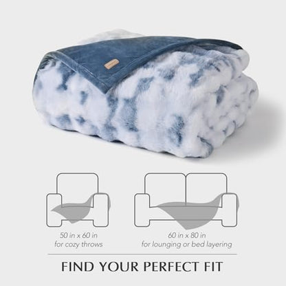 EverGrace Faux Rabbit Fur Bubble Throw Blanket, 50"x60", Cloud Blue - color: Marble Cloud Blue, size: 50"x60"