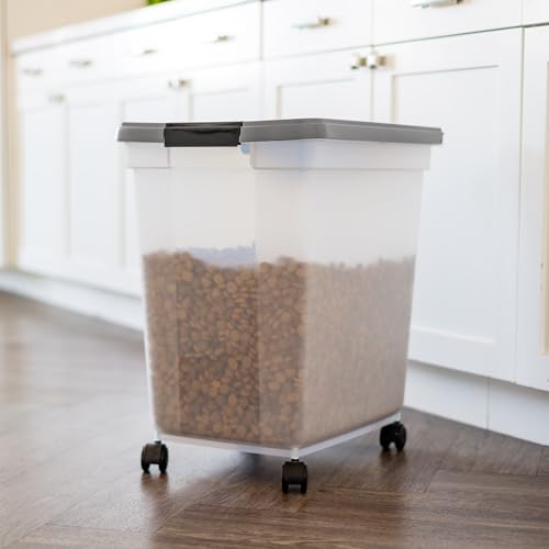 IRIS USA Dog Food Storage Container, Up to 50 lbs, Dark Gray, Made in USA - color: Dark Gray, size: 50 lbs