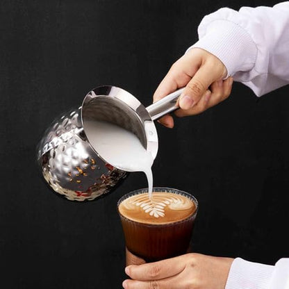 Turkish Coffee Maker, Chai Pot, Arabic & Greek Coffee Pot, 600 Ml / 20 Oz Silver Ibrik - color: Silver, size: Large
