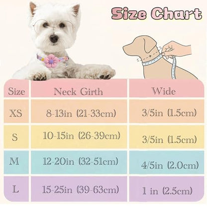 Floral Dog Collar with Bell and Flower, Cute Dog Collar for Puppy Small Medium Large Dogs, Pink Girl Dog Collar for Female/Male Dog Birthday Wedding Photo Props - size: L: for large dogs