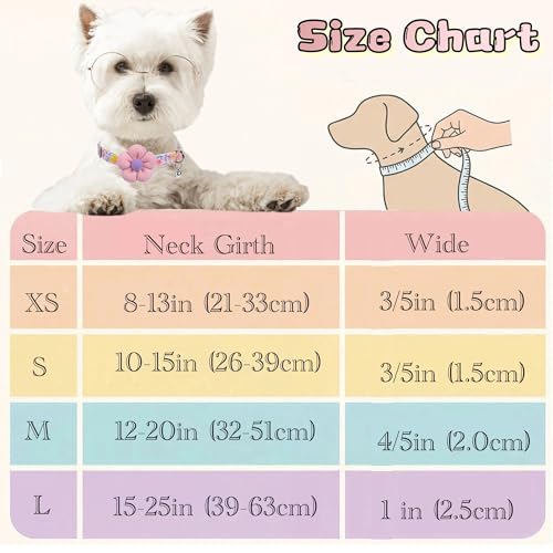 Floral Dog Collar with Bell and Flower, Cute Dog Collar for Puppy Small Medium Large Dogs, Pink Girl Dog Collar for Female/Male Dog Birthday Wedding Photo Props - size: M: for medium dogs