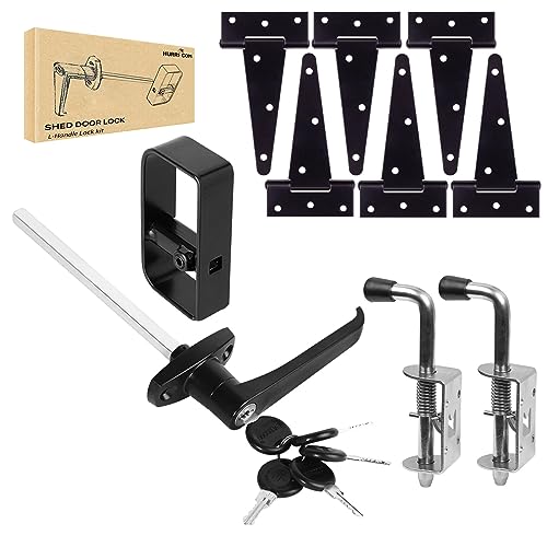Shed Door Hardware Kit with Hinges, Latch, Lock, and Handle - Complete Gate Hardware Set for Your Shed Door - size: 5.5 inch-BIG-L