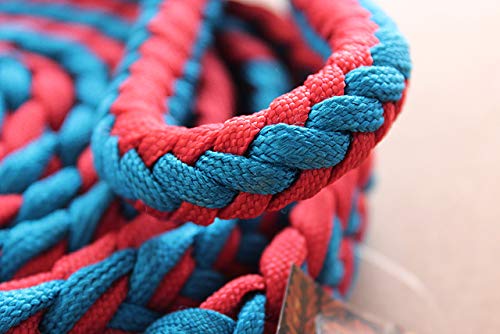 HILASON 1" X 8Ft Braided Poly Barrel Reins Horse Racing Flat Grip Knots - color: RED BLUE