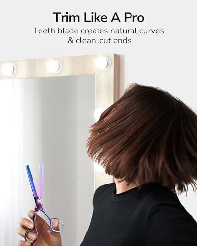 ULG Hair Thinning Scissors Professional Barber’s Texturizing Teeth Shears for Hairdressing, Salon and Home Use Thinning Shears for Hair Cutting, Made of Japanese Stainless Steel, 6.5 inch - color: Rainbow