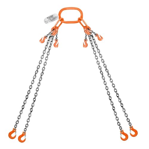 4 Chain Lifting Sling with Hooks 10Ft x5/16 inch 14000lbs 6.4 Ton for 4 Way Chain Lift