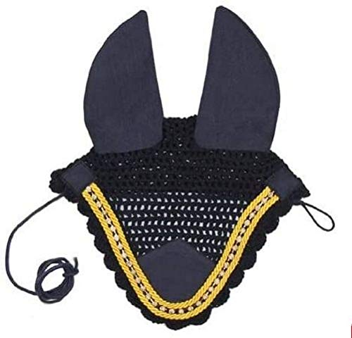 Paris Tack Crochet Horse Fly Veil Ear Bonnet with Crystals