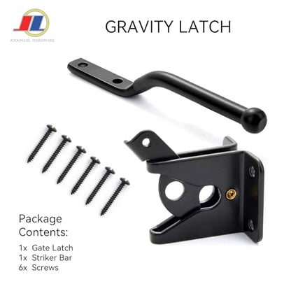 Gravity Gate Latch, Self-Locking Fence Latch, Black - size: Lightweight door