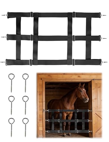 Harrison Howard Adjustable Poly 3-Slat Stall Guards for Horse Barns Stall Guard for Horses Home Barn Use Stall Guard Black - color: Black