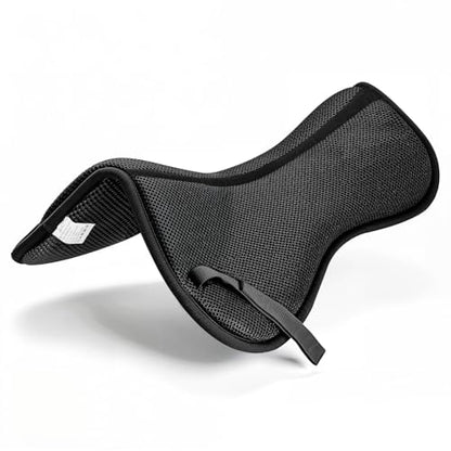3D Air-Mesh Half Saddle Pad with Memory Foam Inserts | Dual-Sided Non-Slip, Breathable Fabric, Pressure Relief, Shock-Absorbing Cushion, Great for Dressage Jumping Training