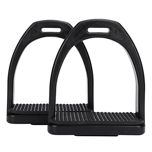 2 Pack High Strength Plastic Horse Stirrups with Non-Slip Rubber Pad - Lightweight Durable Riding Accessories for Knee/Ankle Stress Relief