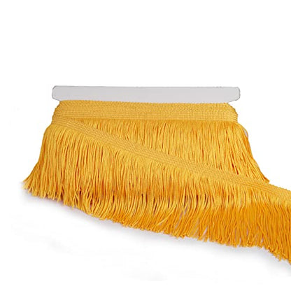 Chainette Fringe Trim 5 Yard x 4 Inches Fabric Tassel Trims - color: Yellow, size: 4"-5Yards/R