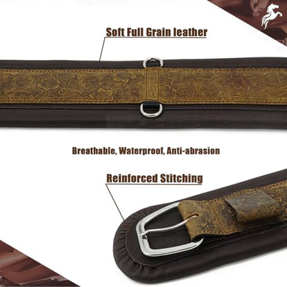 Jeereal Western Horse Cinch,Premium Full-Grain Leather Girths for Horse,Durable Equestrian Equipment - size: 32"