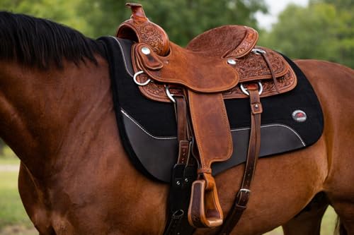 CHALLENGER Horse Western Wool Felt Contoured Close Contact Barrel Saddle Pad Purple 39121 - color: Black, size: 30" Spine x 15" Drop