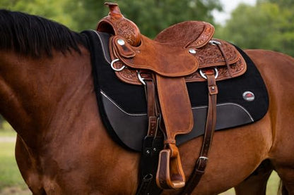 CHALLENGER Horse Western Wool Felt Contoured Close Contact Barrel Saddle Pad Purple 39121 - color: Black, size: 30" Spine x 15" Drop