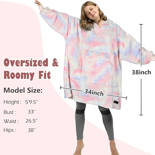 Catalonia Oversized Blanket Hoodie, Cotton Candy Fleece Wearable Blanket - color: Cotton Candy / Fleece