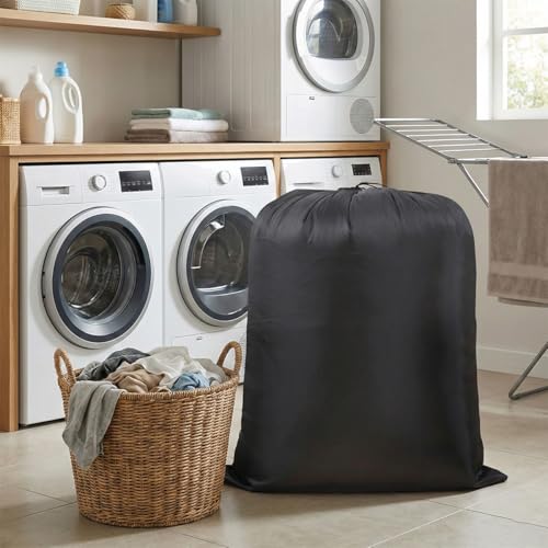 Extra Large Laundry & Storage Bag (43"x55", Black) | Lightweight, Dust & Moisture. Ideal for Blankets, Clothes, Pillows & Cushions for Moving, Dorms, Travel & Camping - size: 43"x55"