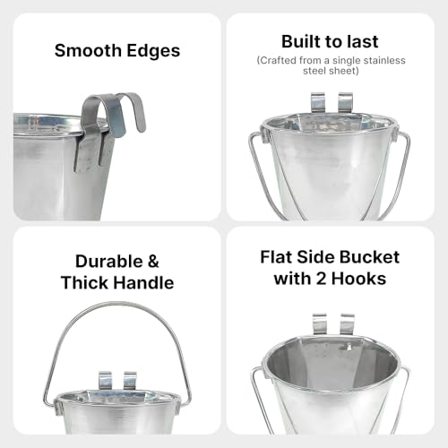 Half Gallon Stainless Steel Flat-Side Metal Bucket with 2 Hooks