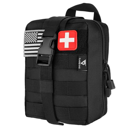 CareTac IFAK Trauma & First Aid Kit with CAT Gen 7 Tourniquet – Military-Grade Tactical Medical Kit Includes Israeli Bandage, Chest Seal, Splint & CPR Mask for Bleed Control, Gunshot Wounds & More - color: Black