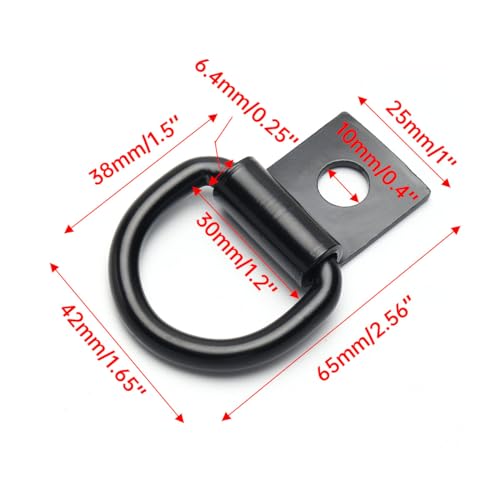 4 Pcs D-Rings Tie Down Anchor Hooks, 10mm Fixing hole D-Ring for Pickup Truck Bed Deck Rails T Slot Nut Screw, Heavy Duty Steel D Ring for Trailer, Camper, Warehouse, Garage, Cargo Cover Mounts, Black - color: Black