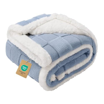 Luciphia Waterproof Dog Blanket, Reversible Fleece & Sherpa, Couch Cover - color: Creamy Blue, size: Small(40x28 inch)