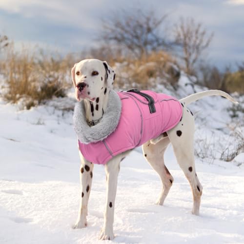 Lelepet Dog Coats for Medium Dogs Waterproof Dog Jacket with Adjustable Fit - color: Pink, size: M