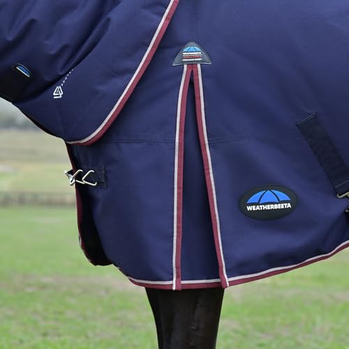 WeatherBeeta ComFiTec Essential Turnout Detach-A-Neck 220G, Navy/Burgundy, 60" - color: Navy/Burgundy, size: 60"