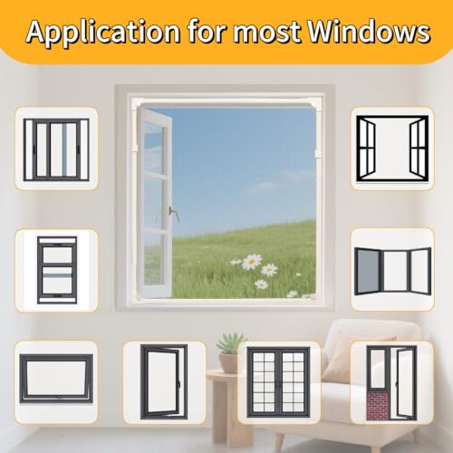 Byonder Magnetic Window Screen - Easy Install, Reusable & Durable Mesh, Perfect Fit for Most Windows - White Frame with Fiberglass Mesh, Up to Fits 55''x36'' - size: 55''x36''