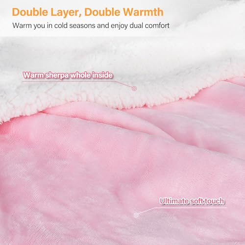 Catalonia Sherpa Wearable Blanket with Sleeves Arms,Super Soft Warm Comfy Large Fleece Plush Sleeved TV Throws Wrap Robe Blanket for Adult Women and Men Pink - color: Pink, size: Standard Pocket