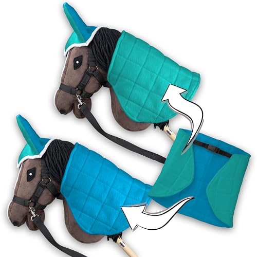 SKIPPI Reversible Blanket and Fly Cover for Hobby Horse - Mint and Blue, Hobby Horse Accessories